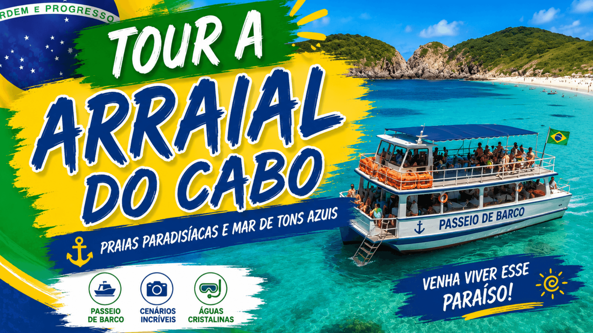 Tour Arraial do Cabo — playas de arena blanca y aguas turquesas, el Caribe brasileño